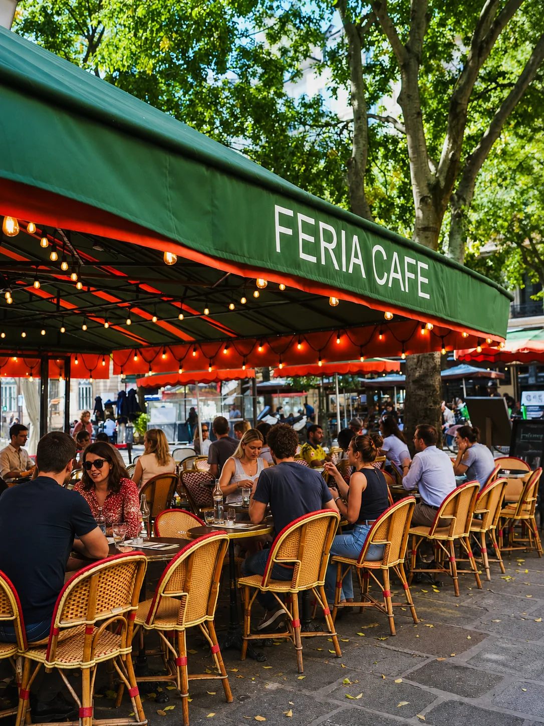 Ambiance festive et terrasse du Féria Café dans le Marais
