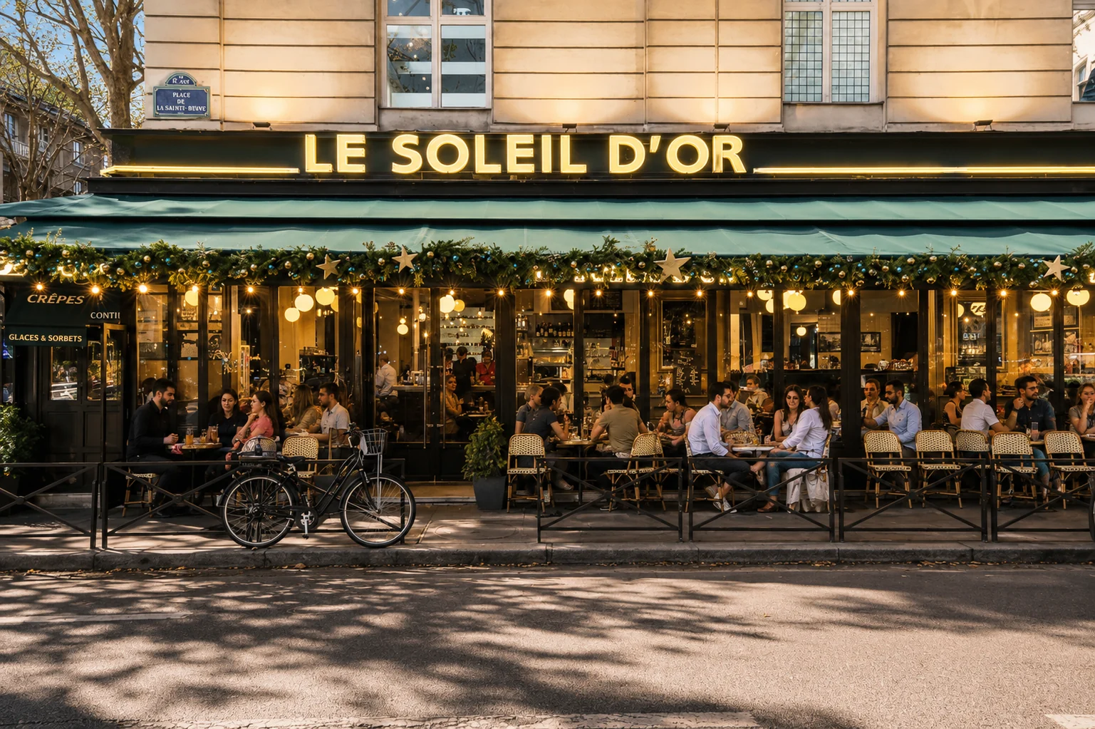 Terrasse du Soleil d’Or face à la Seine sur l’Île de la Cité